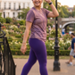 Posh Fluid Art Print | Activewear Coord Set Tshirt With Tummy Tuck Purple Leggings | Multi Sport | Odour Free