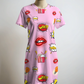 Quirky Wow Lips Print Pink T Shirt Dress