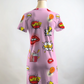 Quirky Wow Lips Print Pink T Shirt Dress