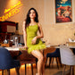 Sexy Backless Feather Decor Green Mini Dress