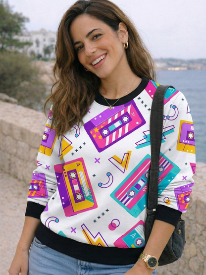 Retro Waves Print Sweatshirt