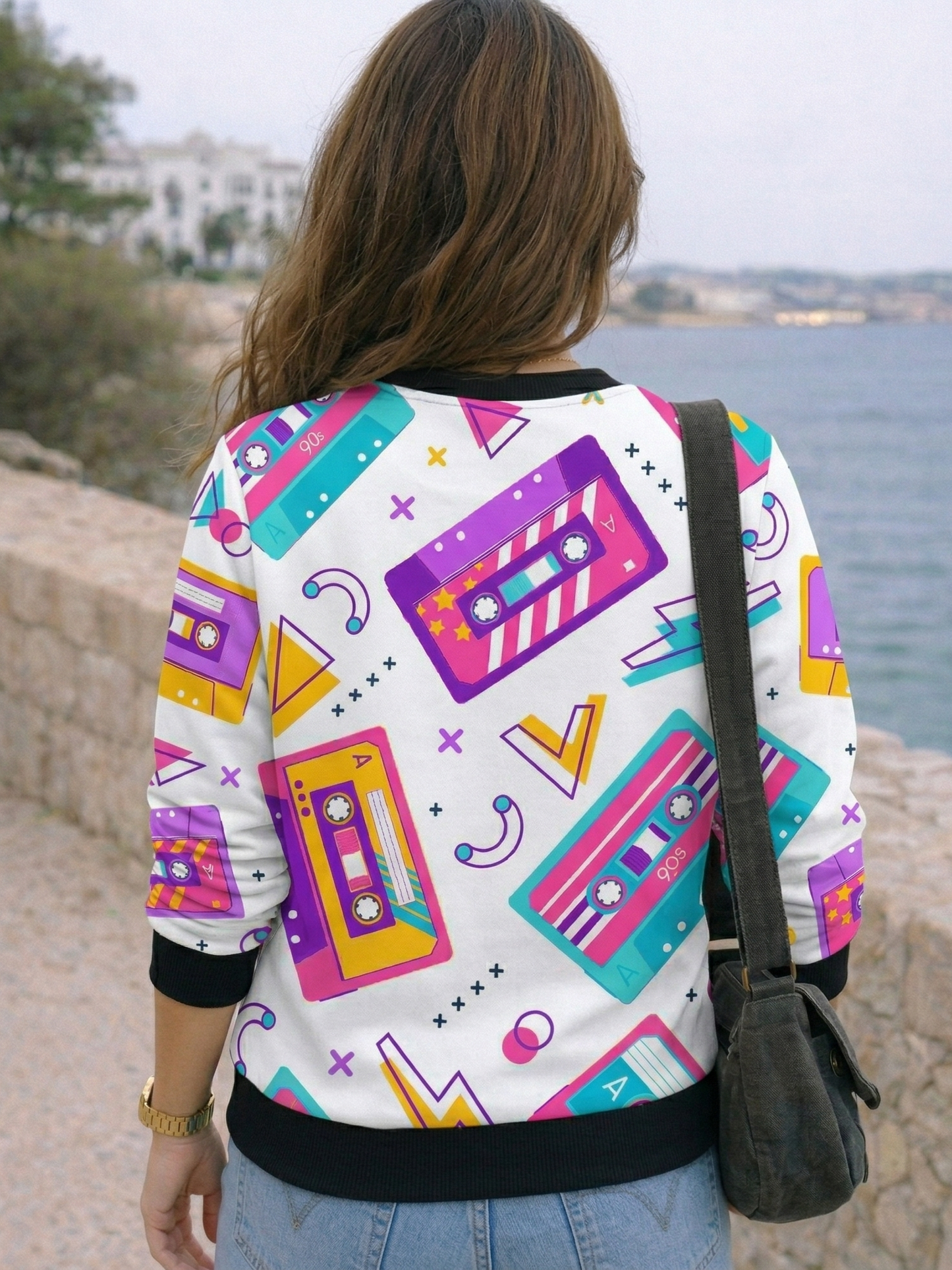 Retro Waves Print Sweatshirt