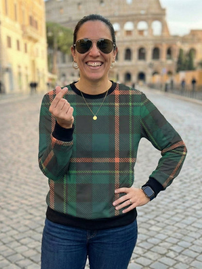 Oxford Vibe Smart Plaid Print Green Sweatshirt