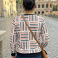 Roman Vibe Smart Line Print White Sweatshirt