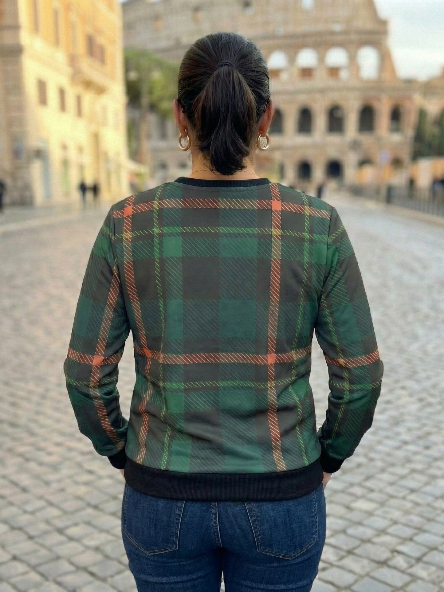 Oxford Vibe Smart Plaid Print Green Sweatshirt