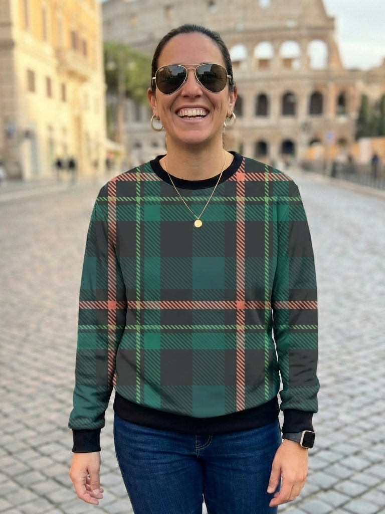 Oxford Vibe Smart Plaid Print Green Sweatshirt