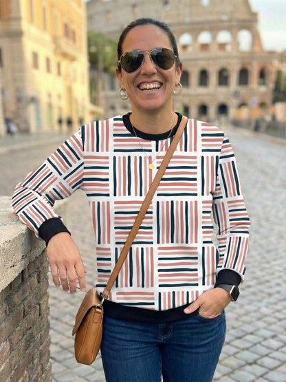 Roman Vibe Smart Line Print White Sweatshirt