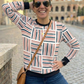 Roman Vibe Smart Line Print White Sweatshirt