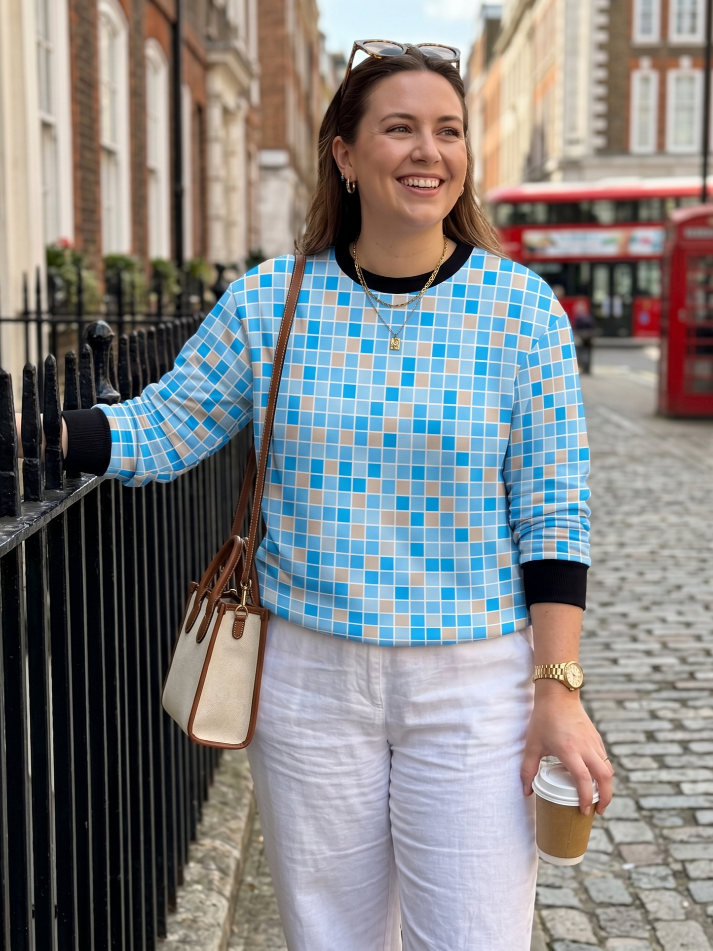 Royal Pixel Print Blue Sweatshirt