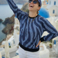 Santorini Vibe Animal Print Blue Sweatshirt