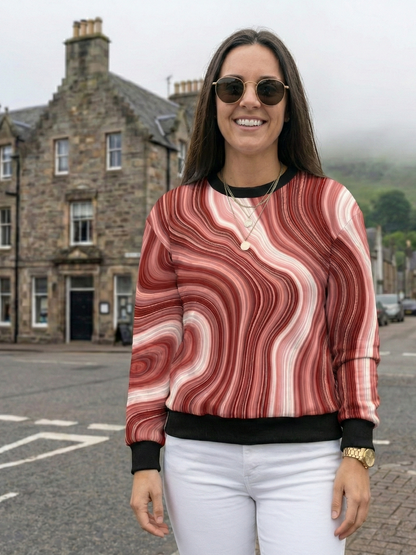 Ireland Vibe Fluid Art Print Red Sweatshirt