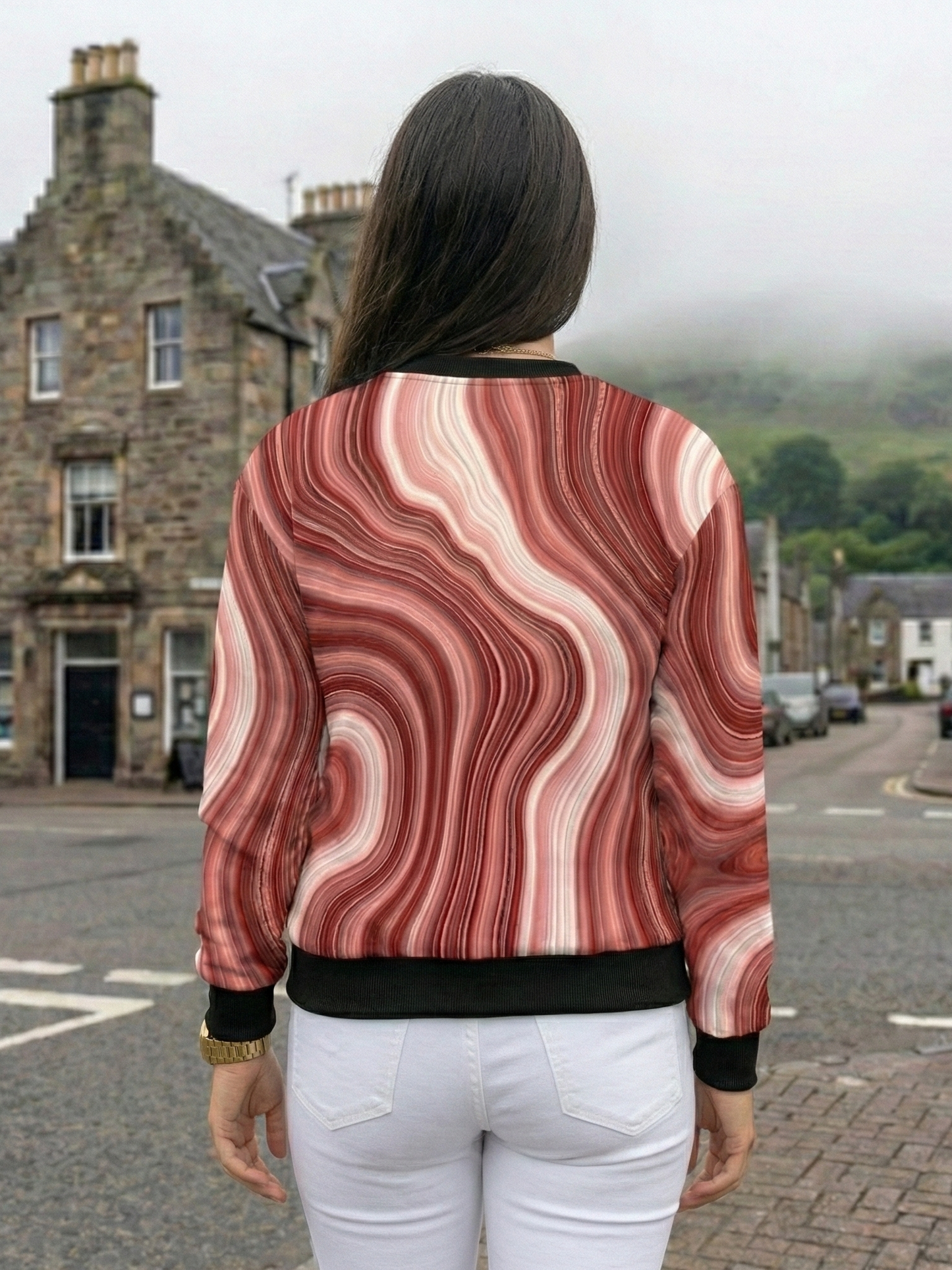 Ireland Vibe Fluid Art Print Red Sweatshirt