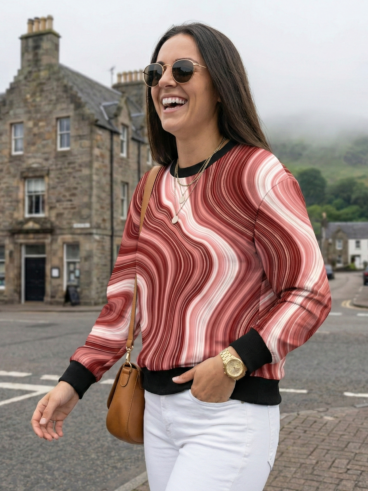 Ireland Vibe Fluid Art Print Red Sweatshirt