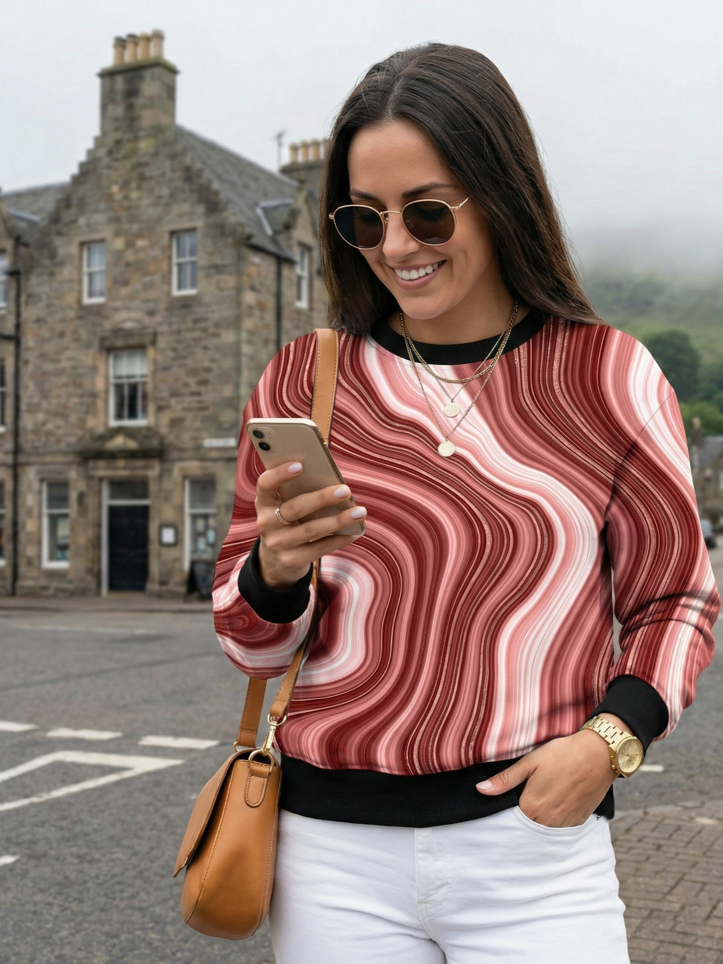 Ireland Vibe Fluid Art Print Red Sweatshirt