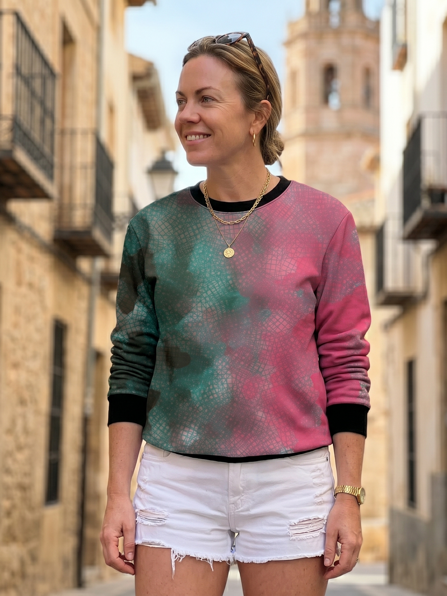 Stylish Gradient Print Pink Sweatshirt