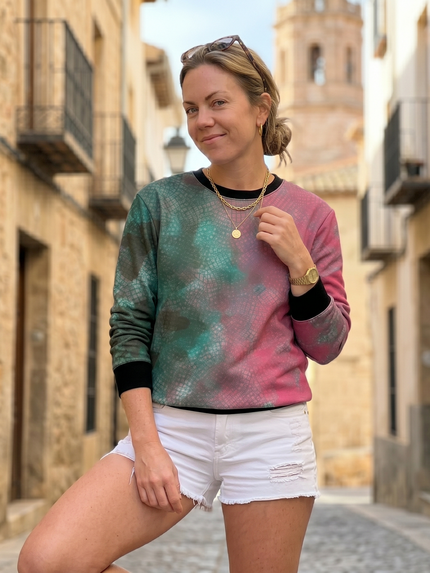 Stylish Gradient Print Pink Sweatshirt