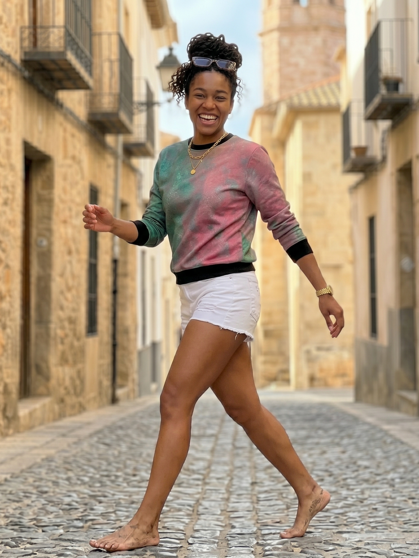 Stylish Gradient Print Pink Sweatshirt