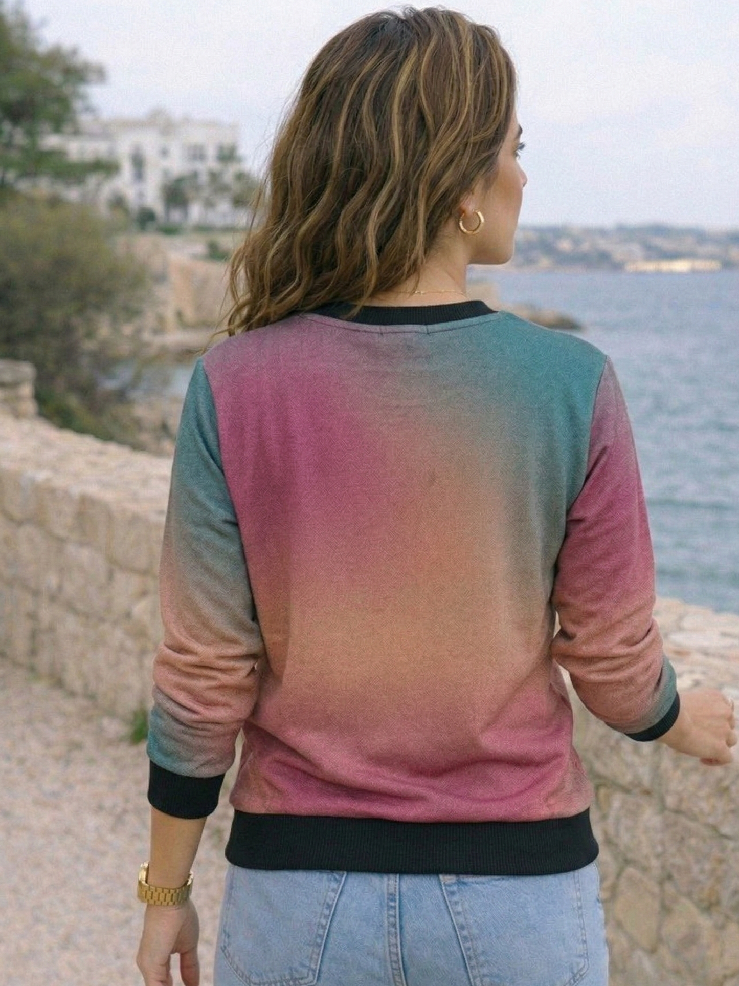 Hotselling Shades of Magenta Gradient Print Multicoloured Sweatshirt