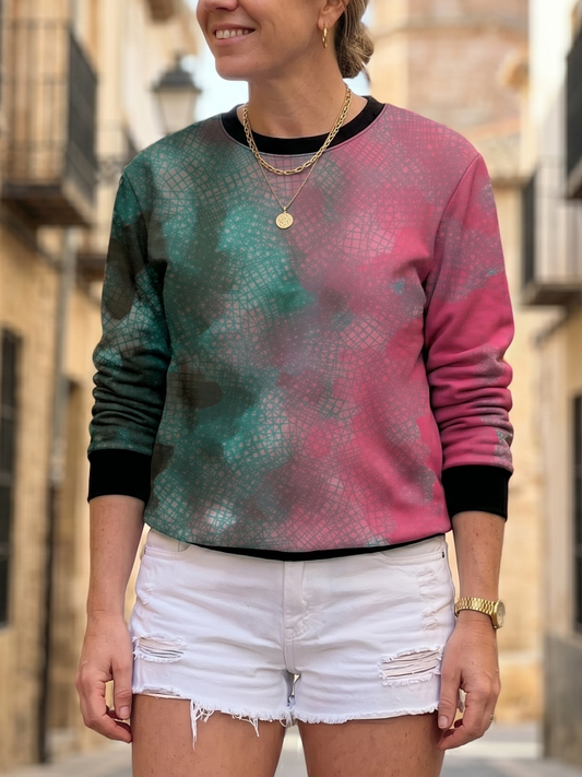 Stylish Gradient Print Pink Sweatshirt