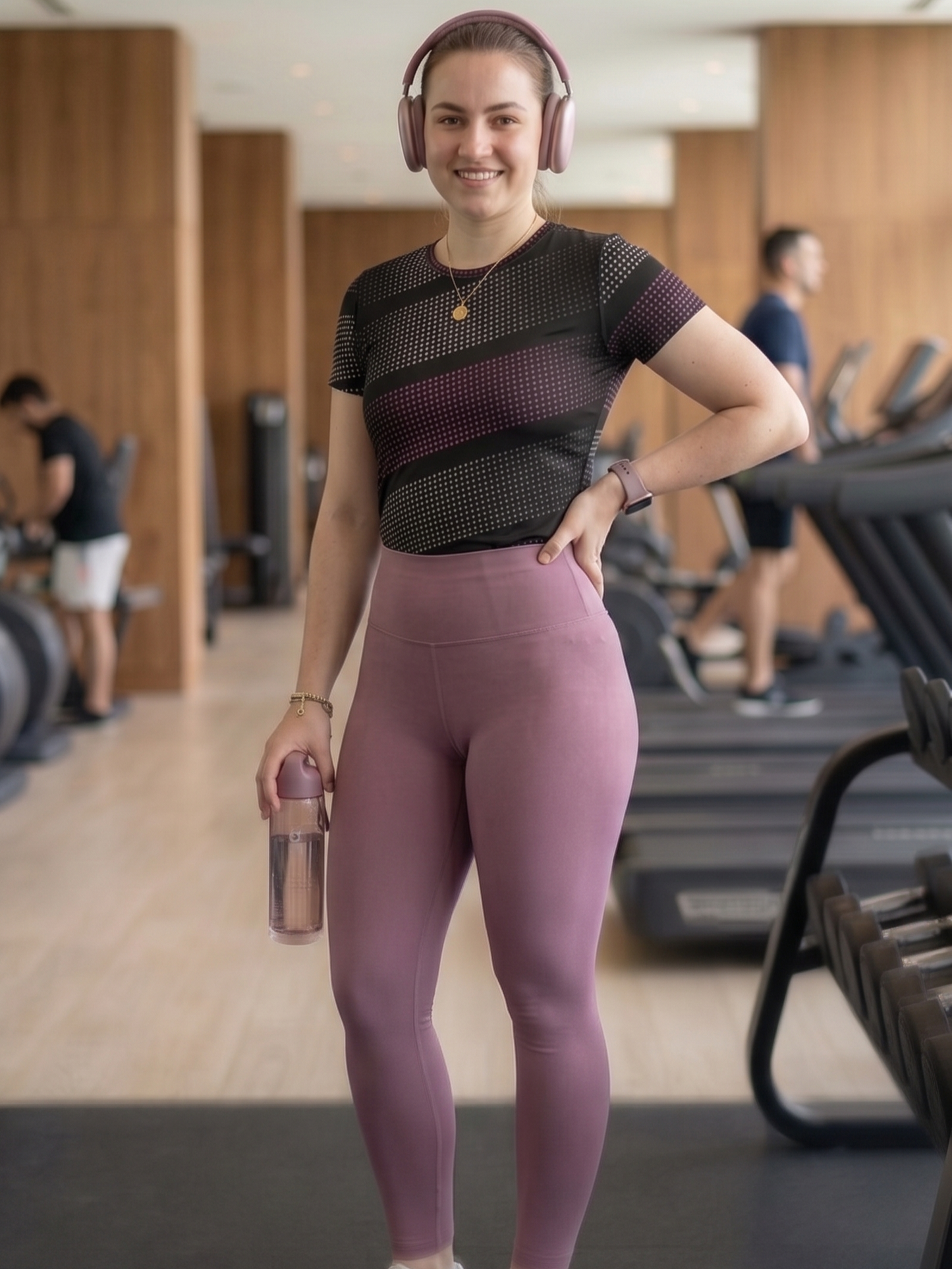 Captivating Sprinter Dot Print | Activewear Coord Set Tshirt With Tummy Tuck Purple Leggings | Multi Sport | Odour Free