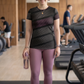 Captivating Sprinter Dot Print | Activewear Coord Set Tshirt With Tummy Tuck Purple Leggings | Multi Sport | Odour Free