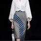 Elite V Neck Puff Sleeve Top With High Waist Irregular Pencil Skirt Set