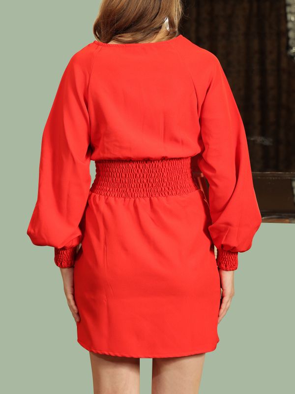 Charming Red Long Sleeve Dress - Ships in 24 Hrs