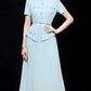 Elite Button Decor Pleated Blue Dress - Ships in 24 Hrs