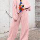Trendy Pink Loose Sweatshirt With Pants Set - Ships in 24 Hrs