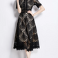 Beautiful Lace Crochet Black Midi Dress