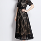 Beautiful Lace Crochet Black Midi Dress