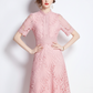 Beautiful Lace Crochet Pink Midi Dress