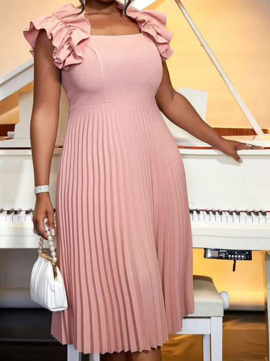 Beautiful Pink Pleated Fitted Dress