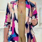 Bright Tie Dye Fitted Long Sleeve Pink Blazer Coat