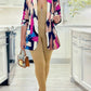 Bright Tie Dye Fitted Long Sleeve Pink Blazer Coat