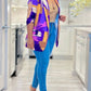 Bright Tie Dye Fitted Long Sleeve Purple Blazer Coat
