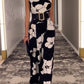 Casual Flower Print Sleeveless Black Jumpsuit - Ships in 24 Hrs