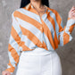 Casual Printed Stripes Orange Shirt