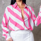 Casual Printed Stripes Pink Shirt