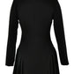 Chic Black Deep V Neck Pleated Mini Blazer Dress