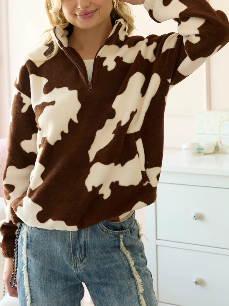 Classy Abstract Winter Wear Fleece Jacket