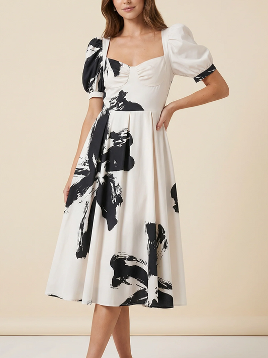 Classy Corset Style Black Midi Dress