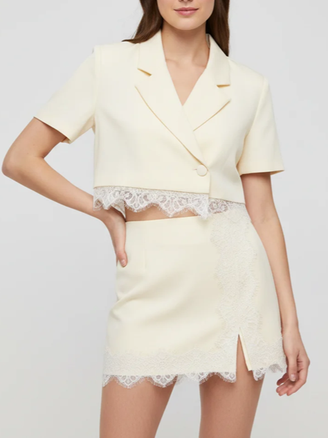 Classy Lace Edge Tailored Mini Co Ord Set