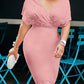 Classy Pearl Decor V Neck Pink Dress