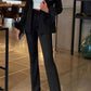 Classy Solid Feather Blazer With Black Trouser Set - Ships in 24 Hrs