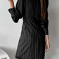 Corporate Fashion Formal Double Breasted Stripped Black Dress