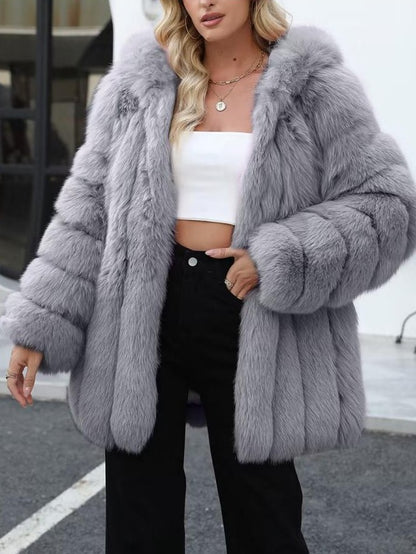 Cozy Winter Lapel Long Sleeve Loose Grey Coat