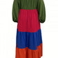 Elegant Colorblock High Rise Fitted Long Sleeve Dress