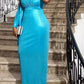 Elegant One Shoulder Fitted Party Blue Dress
