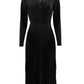 Elegant Solid Pleated Long Sleeve Black Dress